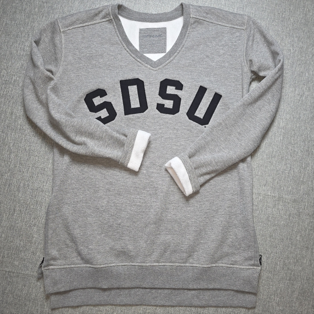 SDSU Women's Gray V-Neck Sweatshirt